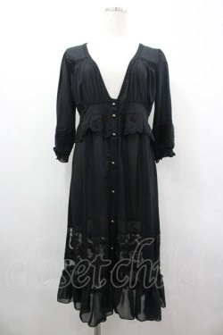 画像1: axes femme / 透けレースロングカーディガン M 黒 I-26-04-01-027-AX-TO-TE-ZI