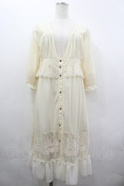 画像1: axes femme / 透けレースロングカーディガン M 生成り I-26-04-01-028-AX-TO-TE-ZI