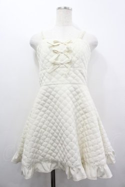 画像1: Honey Cinnamon / 肩パールキルティングジャンパースカート F 白 I-26-04-03-043-LO-OP-TE-ZI