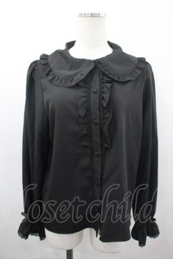 画像1: m petit by misako / AM マルエリフリルブラウス L 中黒 I-26-04-03-006-LO-BL-SA-ZI