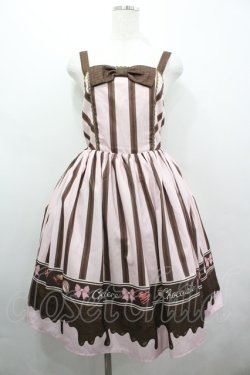 画像1: Chalmiere / ボンボンショコラ柄ジャンパースカート M ピンク I-26-04-03-049-0-OP-SA-ZI