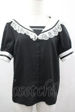 画像1: MA*RS / レースセーラーブラウス  黒×白 I-26-04-03-011-EL-BL-TE-ZI