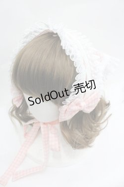 画像1: LOLITA / 五月アイコラボ/チェックリボンバブーシュカ  ピンク×白 I-26-04-03-110-LO-ZA-TE-ZI