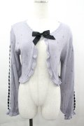 axes femme POETIQUE / フリルラメニットカーディガン M ブルーグレー I-26-04-03-025-AX-TO-SA-ZI