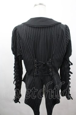 画像2: Chalmiere / ストライプレースアップジャケット M クロ I-26-04-03-029-0-JA-SA-ZI