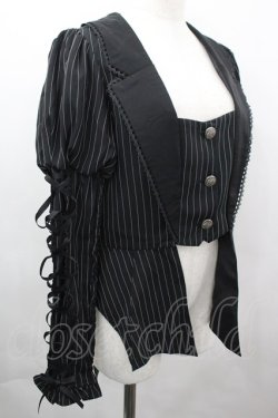 画像3: Chalmiere / ストライプレースアップジャケット M クロ I-26-04-03-029-0-JA-SA-ZI