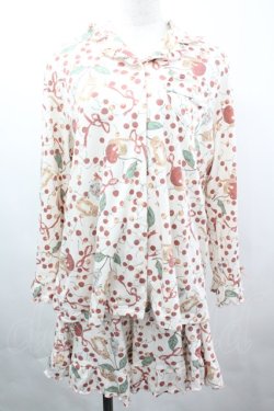 画像1: PINK HOUSE / キャットチェリードロップルームウェア  アイボリー I-26-04-03-031-LO-OP-SA-ZI