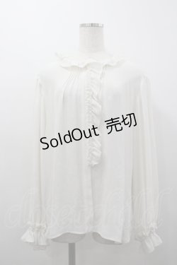 画像1: Jane Marple Dans Le Salon / Dry georgette frill-trim blouse M オフ I-26-04-06-004-JM-BL-TE-ZI