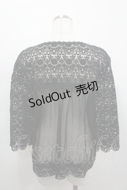 画像3: PINK HOUSE / レース&ドットチュール切替カーディガン  黒 I-26-04-06-029-LO-TO-SA-ZI