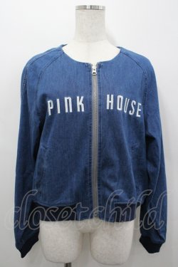 画像1: PINK HOUSE / ロゴ刺繍ブルゾン 3(M) ブルー I-26-04-06-030-LO-JA-SA-ZI