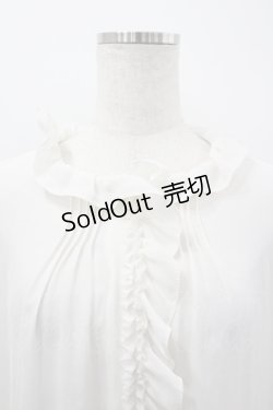 画像3: Jane Marple Dans Le Salon / Dry georgette frill-trim blouse M オフ I-26-04-06-004-JM-BL-TE-ZI