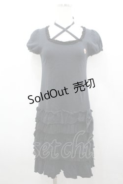 画像1: BABY,THE STARS SHINE BRIGHT / プリンセスドロップフリルカットワンピース  黒 I-26-04-06-037-BA-OP-SA-ZI