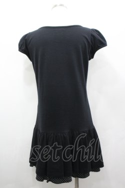 画像3: MILK / ロゴ刺繍&裾ドット半袖カットワンピース  黒Ｘ白 I-26-04-06-044-ML-OP-SA-ZI