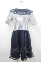 MILK / リリアンDRESS  ネイビーＸ白 I-26-04-06-048-ML-OP-SA-ZI