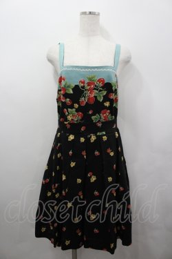 画像1: Jane Marple / ボーダーストロベリーサンドレス  黒 I-26-04-06-057-JM-OP-SA-ZI