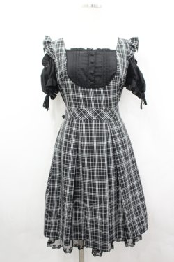 画像1: Secret Honey / チェックジャンスカドッキングデザインワンピース  黒Ｘ白チェック I-26-04-06-060-CA-OP-SA-ZI