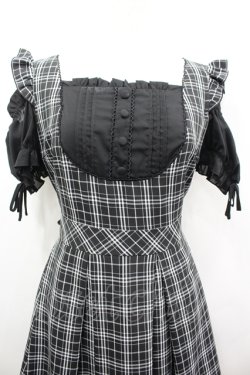 画像2: Secret Honey / チェックジャンスカドッキングデザインワンピース  黒Ｘ白チェック I-26-04-06-060-CA-OP-SA-ZI