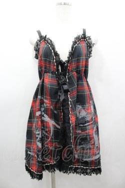 画像1: h.NAOTO / チェック前開きキャミソールワンピース  グリーン×レッド I-26-04-06-064-0-OP-SA-ZI