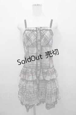 画像1: ALGONQUINS / チェック前開きキャミソールワンピース  グレー×ピンク I-26-04-06-065-AL-OP-SA-ZI