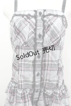 画像2: ALGONQUINS / チェック前開きキャミソールワンピース  グレー×ピンク I-26-04-06-065-AL-OP-SA-ZI