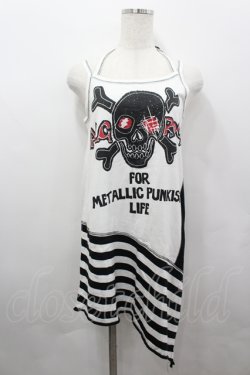 画像1: ALGONQUINS / スカルptボーダー切替キャミソールワンピース  ホワイト I-26-04-06-066-AL-SK-SA-ZI