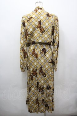 画像3: INGEBORG / 馬柄チェックワンピース  からし I-26-04-06-068-LO-OP-TE-ZI