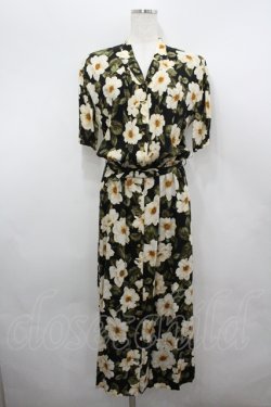 画像1: INGEBORG / 花柄開襟ワンピース  黒 I-26-04-06-069-LO-OP-TE-ZI