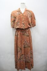 画像1: INGEBORG / 帆船柄開襟ワンピース  オレンジブラウン I-26-04-06-070-LO-OP-TE-ZI (1)