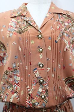 画像2: INGEBORG / 帆船柄開襟ワンピース  オレンジブラウン I-26-04-06-070-LO-OP-TE-ZI