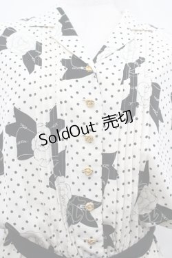 画像2: INGEBORG / カメリアドット開襟ワンピース  オフ×黒 I-26-04-06-071-LO-OP-TE-ZI