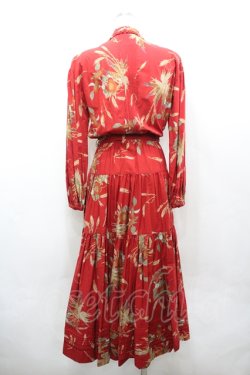 画像3: INGEBORG / ひまわり&とうもろこしプリントワンピース  赤 I-26-04-06-072-LO-OP-TE-ZI