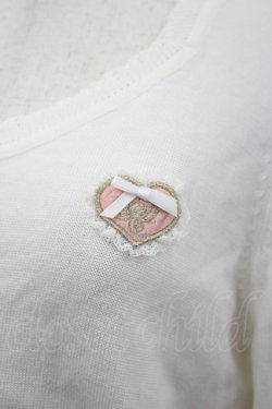 画像2: Secret Honey / スターボタン&ハートワッペンニットカーディガン  白 I-26-04-06-008-CA-TO-SA-ZI