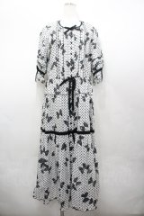 PINK HOUSE / 水玉りぼんプリントワンピース  白Ｘ黒 I-26-04-06-074-LO-OP-SA-ZI