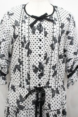 画像2: PINK HOUSE / 水玉りぼんプリントワンピース  白Ｘ黒 I-26-04-06-074-LO-OP-SA-ZI