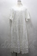 PINK HOUSE / ピンタックフリル半袖ワンピース  白 I-26-04-06-079-LO-OP-SA-ZI