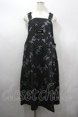 画像1: PINK HOUSE / 水玉リボンジャンパースカート  黒 I-26-04-06-080-LO-OP-SA-ZI