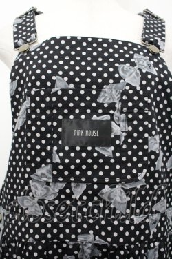 画像2: PINK HOUSE / 水玉リボンジャンパースカート  黒 I-26-04-06-080-LO-OP-SA-ZI