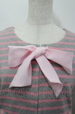 画像2: MILK / ボーダーフロントZIPカーディガン  グレーＸピンク I-26-04-06-009-ML-TO-SA-ZI (2)