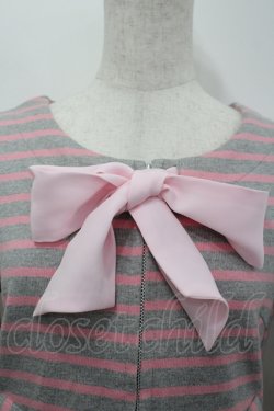 画像2: MILK / ボーダーフロントZIPカーディガン  グレーＸピンク I-26-04-06-009-ML-TO-SA-ZI