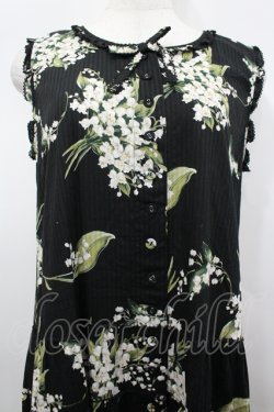 画像2: PINK HOUSE / すずらんプリントノースリーブワンピース  黒 I-26-04-06-084-LO-OP-SA-ZI