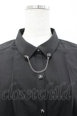 画像3: axes femme / チェーン付き半袖ブラウス  黒 I-26-04-06-001-AX-BL-SA-ZI