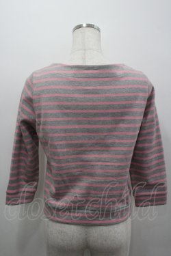 画像3: MILK / ボーダーフロントZIPカーディガン  グレーＸピンク I-26-04-06-009-ML-TO-SA-ZI