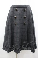 axes femme / チェック柄前釦スカート  黒チェック I-26-04-06-091-AX-SK-SA-ZI