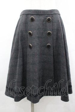 画像1: axes femme / チェック柄前釦スカート  黒チェック I-26-04-06-091-AX-SK-SA-ZI