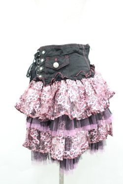 画像2: ALGONQUINS / レオパードptコルセット風スカート  ブラック×ピンク I-26-04-06-096-AL-SK-SA-ZI