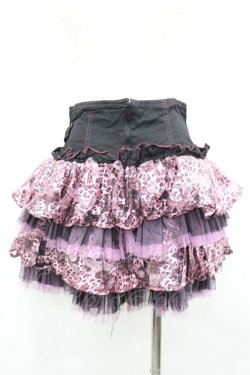 画像3: ALGONQUINS / レオパードptコルセット風スカート  ブラック×ピンク I-26-04-06-096-AL-SK-SA-ZI