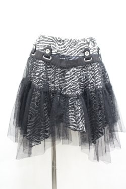 画像1: ALGONQUINS / スカルゼブラ柄イレヘムミニスカート  ブラック×ホワイト I-26-04-06-099-AL-SK-SA-ZI