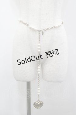 画像1: PINK HOUSE / パール&ハートチェーンベルト  ゴールドＸ白 I-26-04-06-109-LO-AC-SA-ZI