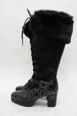 画像1: Kurumi Collaboration / ノエル・ド・メモワール レースアップブーツ LL 黒 I-26-04-06-123-GO-SH-SA-ZI