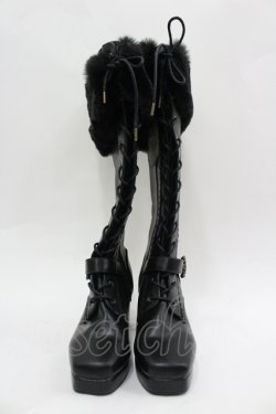 画像2: Kurumi Collaboration / ノエル・ド・メモワール レースアップブーツ LL 黒 I-26-04-06-123-GO-SH-SA-ZI